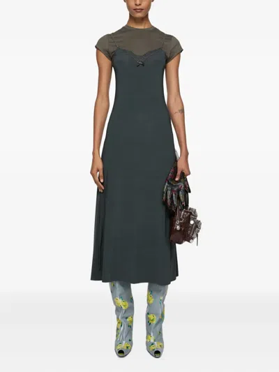 Acne Studios Gray Layered Jersey Midi Dress In Black