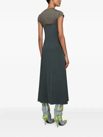 Acne Studios Gray Layered Jersey Midi Dress In Black