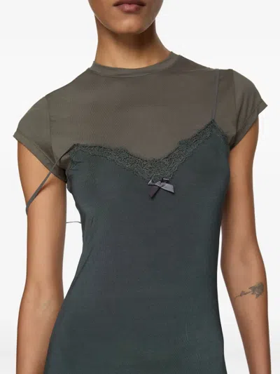 Acne Studios Gray Layered Jersey Midi Dress In Black