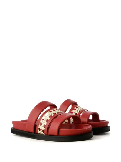Misci Leather Flip Flops In Red