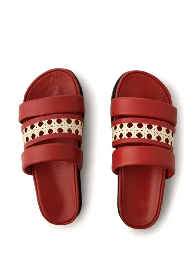 Misci Leather Flip Flops In Red