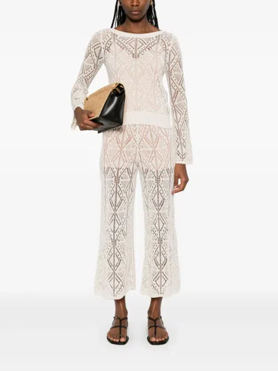 Liu •jo Liu Jo Cotton Semi-perforated Ttrousers In White