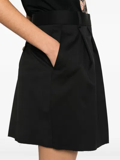 Moschino Pleated Shorts With Belt Loops And Pockets In Black
