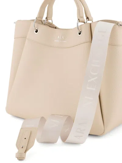 Armani Exchange Large Shaped Shopper Bag With Double Handles In Neutrals