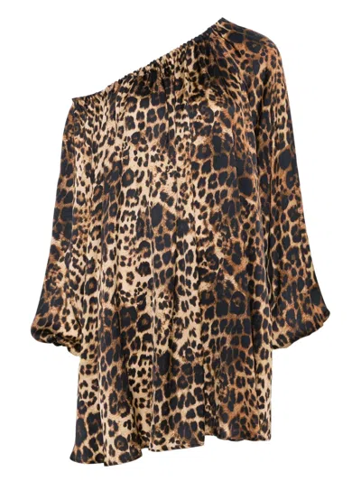 单肩印花迷你连衣裙