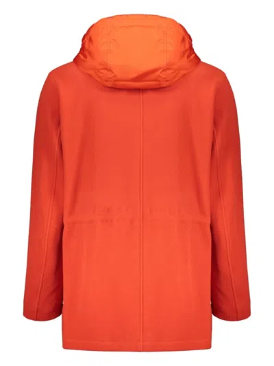 Herno Wool Parka Coat In Orange