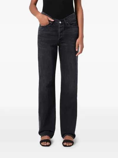 Agolde Nico Stretch High Rise Slim Fit Jeans In Black