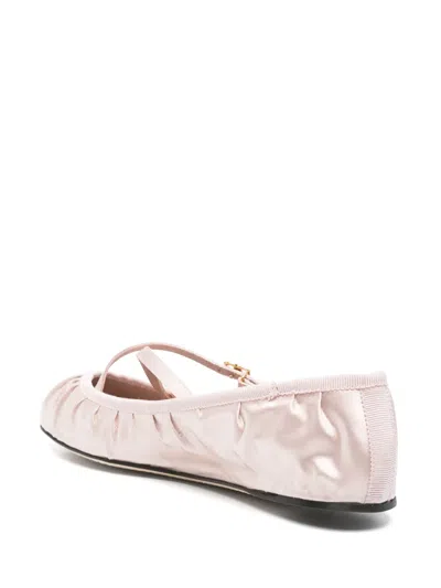 Dolce & Gabbana Elastic Trim Ruched Design Ballerina Flats In Beige