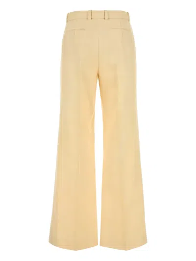 Chloé Chloe Women Cream Canvas Wide-leg Pant In Yellow