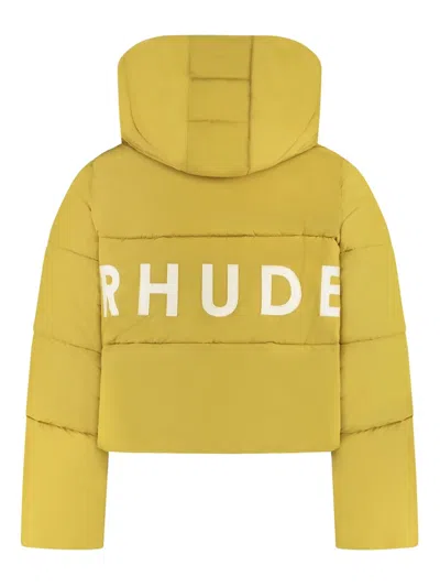 Rhude Hooded Padded Jacket In Green