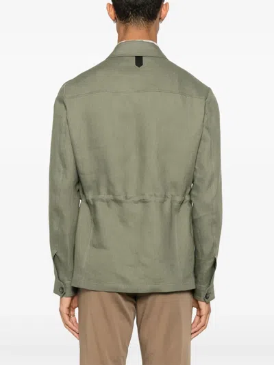 Canali Button-up Jacket In Green