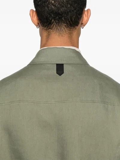 Canali Button-up Jacket In Green