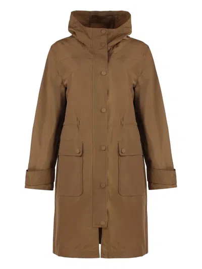 Yves Salomon Technical Fabric Parka In Brown