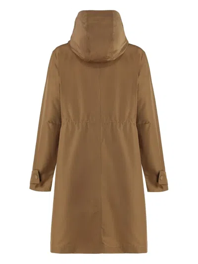 Yves Salomon Technical Fabric Parka In Brown