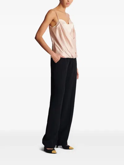 Balmain Draped Silk-satin Bustier Top In Neutral