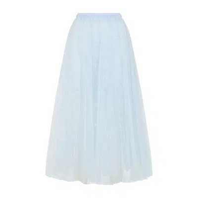 Ermanno Scervino Lace Overlay Flared Midi Skirt In Light Blue