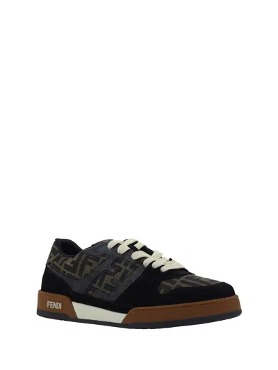 Fendi Match Ff Jacquard Low-top Sneakers In Brown