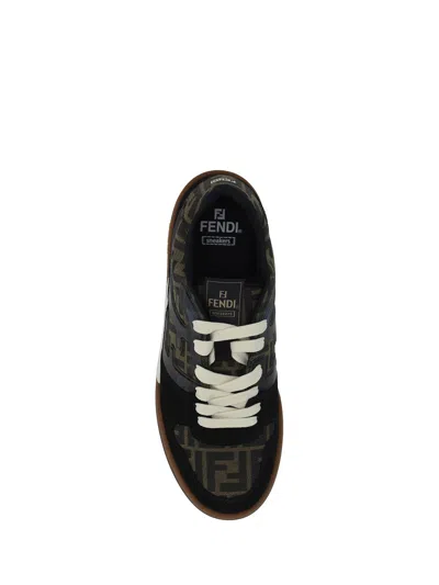 Fendi Match Ff Jacquard Low-top Sneakers In Brown