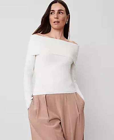 Ann Taylor Off-the-shoulder Sweater In Winter White