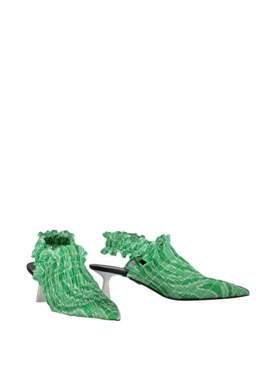 Amy Crookes 50mm Elasticated Mules In 绿色