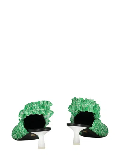 Amy Crookes 50mm Elasticated Mules In 绿色