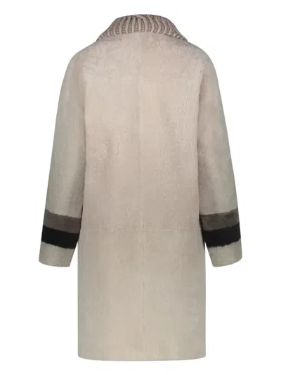 Lorena Antoniazzi Shearling Coat In 中性色