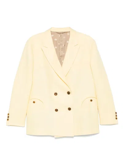 Blazé Milano Structured Double Breasted Jacket In Yellow
