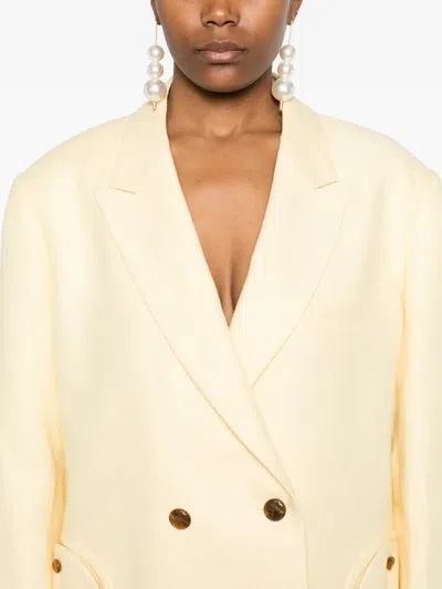Blazé Milano Structured Double Breasted Jacket In Yellow