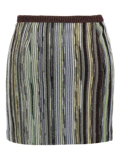 Missoni Striped Skirt With Button And Elastic Waistband In Multicolor