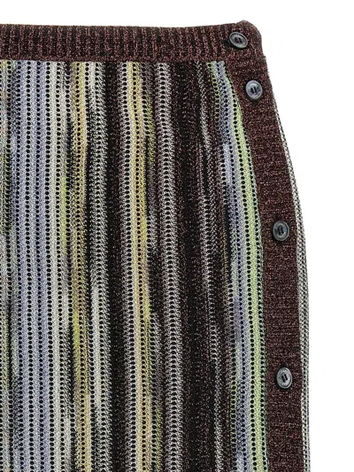 Missoni Striped Skirt With Button And Elastic Waistband In Multicolor