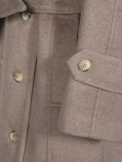 Dondup Double-breasted Wool Coat In Nude