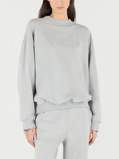 Roberto Cavalli Sweatshirt With Stand-up Collar In Grau