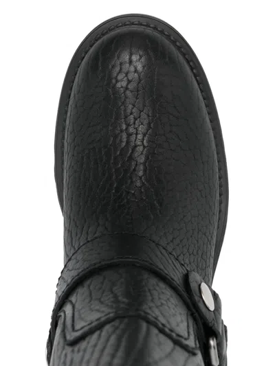 Miu Miu Leather Block Heel Ankle Boots In Black