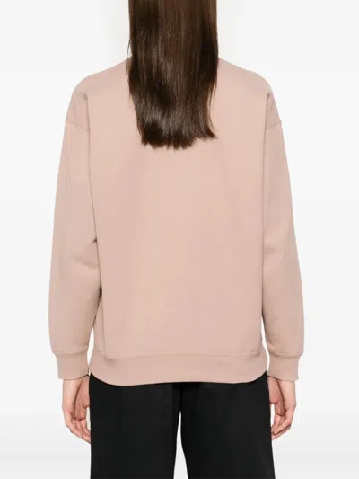 Saint Laurent Fleeced-cotton Crew-neck Sweatshirt With Ton On Ton Logo In Rosa