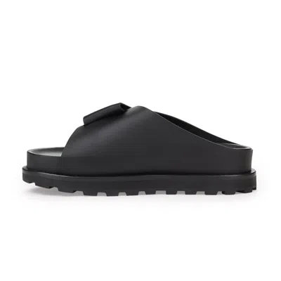 Jil Sander Slip-on Leather Slides In Black