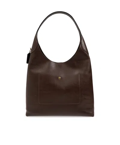 Coach Maple Brooklyn 28 Leather Shoulder Bag In Black