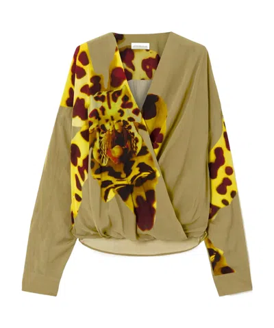 Dries Van Noten Orchid Print Blouse In Viscose In Multicolor