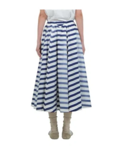 Prada Blue Striped Poplin Midi Full Skirt