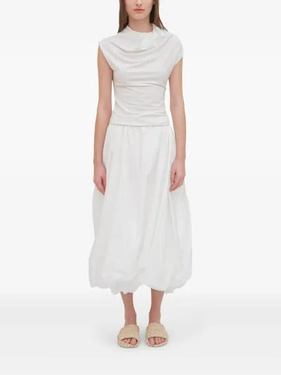 Rosetta Getty Cotton Twisted Bubble Maxi Skirt In White