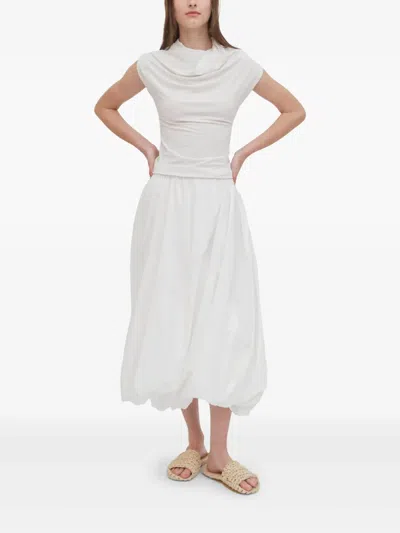 Rosetta Getty Cotton Twisted Bubble Maxi Skirt In White