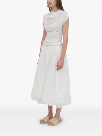 Rosetta Getty Cotton Twisted Bubble Maxi Skirt In White