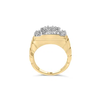 Haus Of Brilliance 14k Yellow Gold Plated .925 Sterling Silver 3/8 Cttw Diamond Miracle Set Mens Cluster Cocktail Ring In Multi