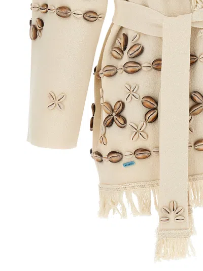 Alanui Ocean Dream Fringe Cardigan With Shell Embellishments In Multicolor