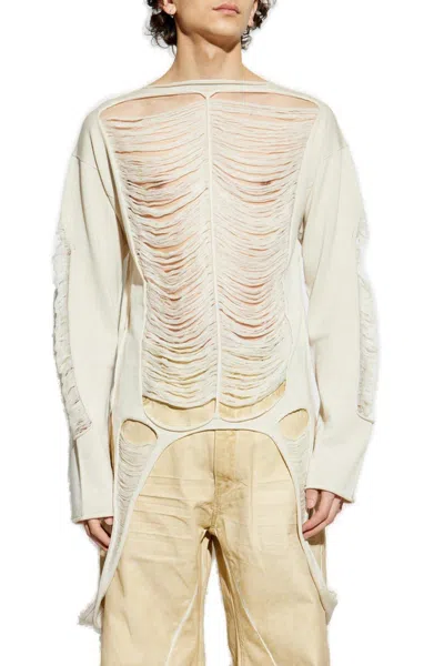 Rick Owens Longsleeved Sweater In White