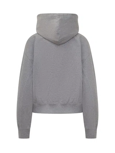 Jw Anderson J. W. Anderson Cropped Grey Hoodie With Relaxed Fit In Grey Melange