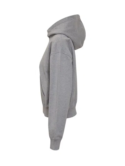 Jw Anderson J. W. Anderson Cropped Grey Hoodie With Relaxed Fit In Grey Melange