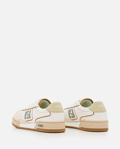 Fendi Uwhi Sage Linen Leather Sneakers In Neutral