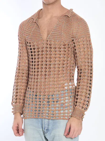 Valentino Garavani Multicolor Crochet Sweater In Nude
