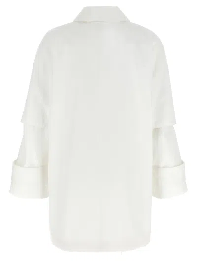 Max Mara Layered Sleeve Coat Featuring Button Detail In White
