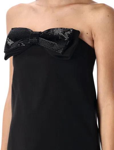 Self-portrait Strapless Mini Dress With Bow In Black